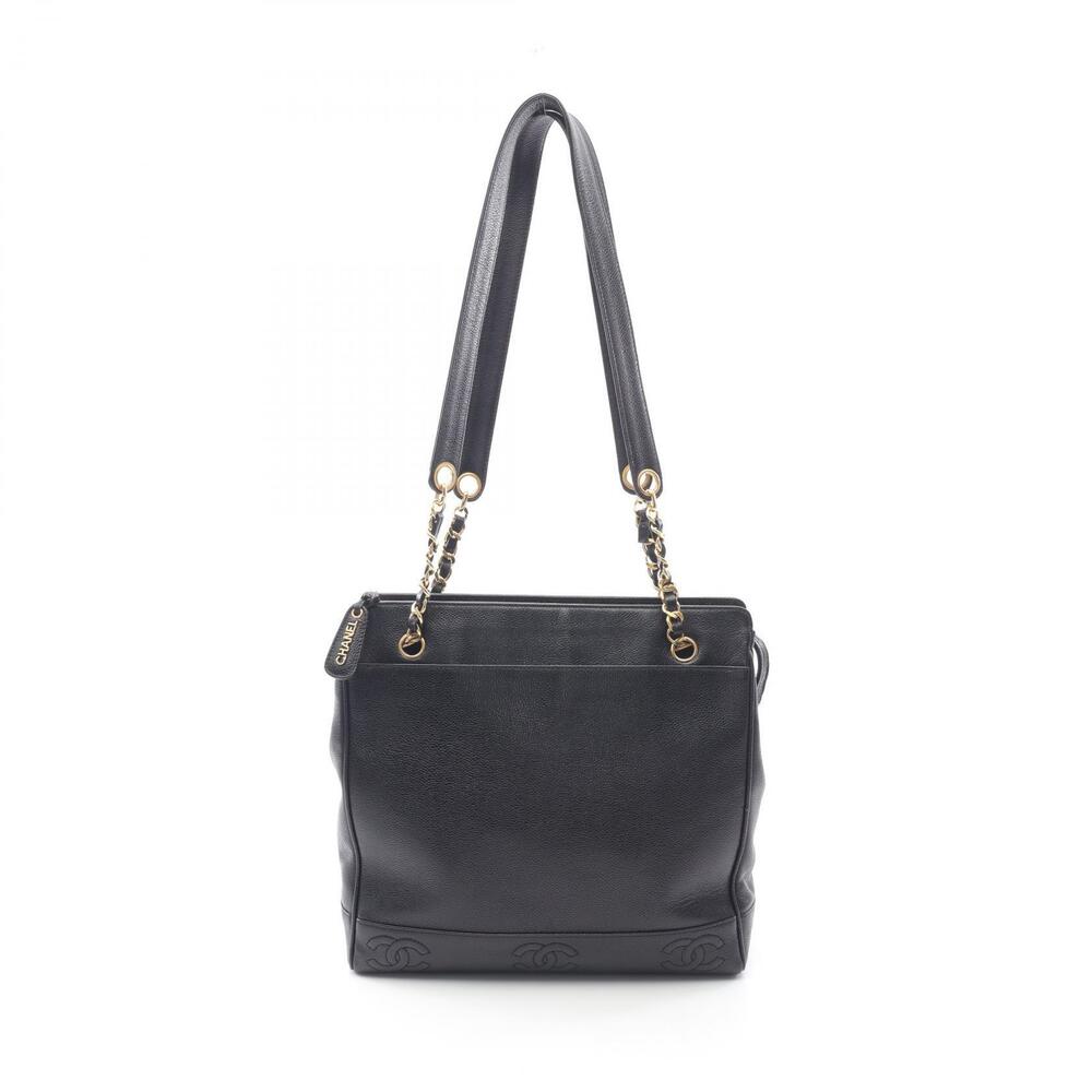 Chanel Triple Coco Tote Bag Black Calfskin Leather